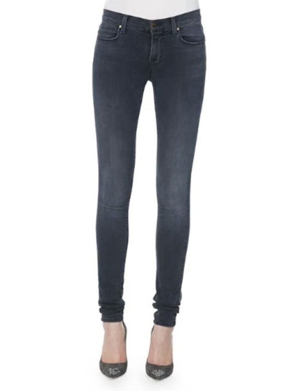 J BRAND Women's sz 25 624 Stacked Super Skinny Mid-Rise Jeans Crush Grey Indigo